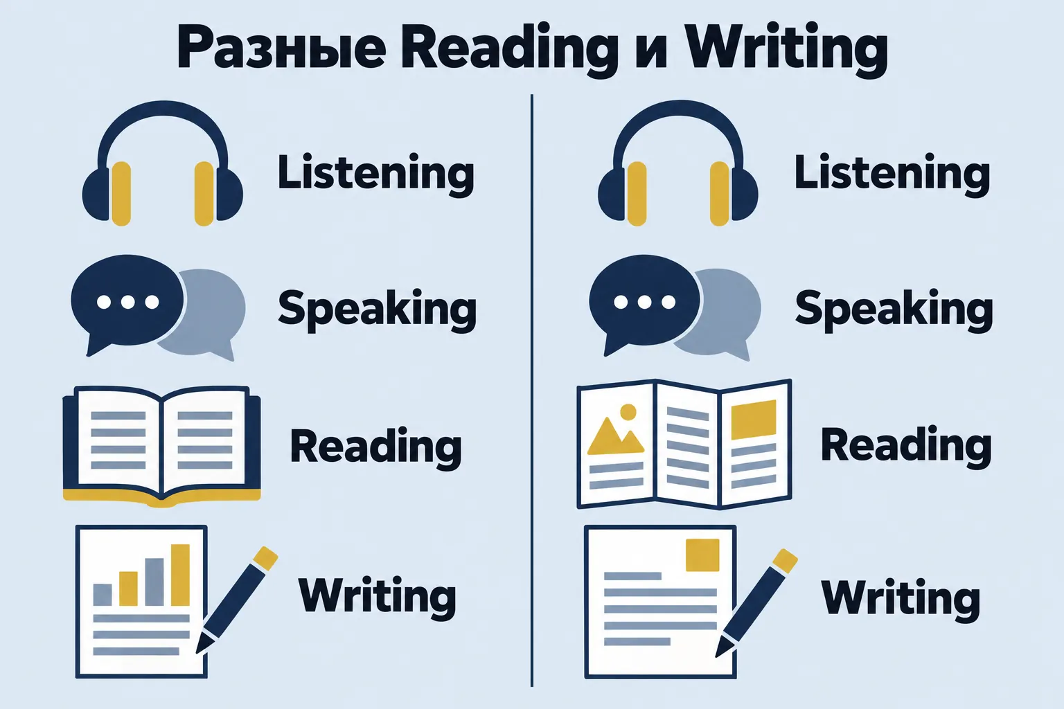Разные Reading и Writing — две колонки экзаменационных навыков