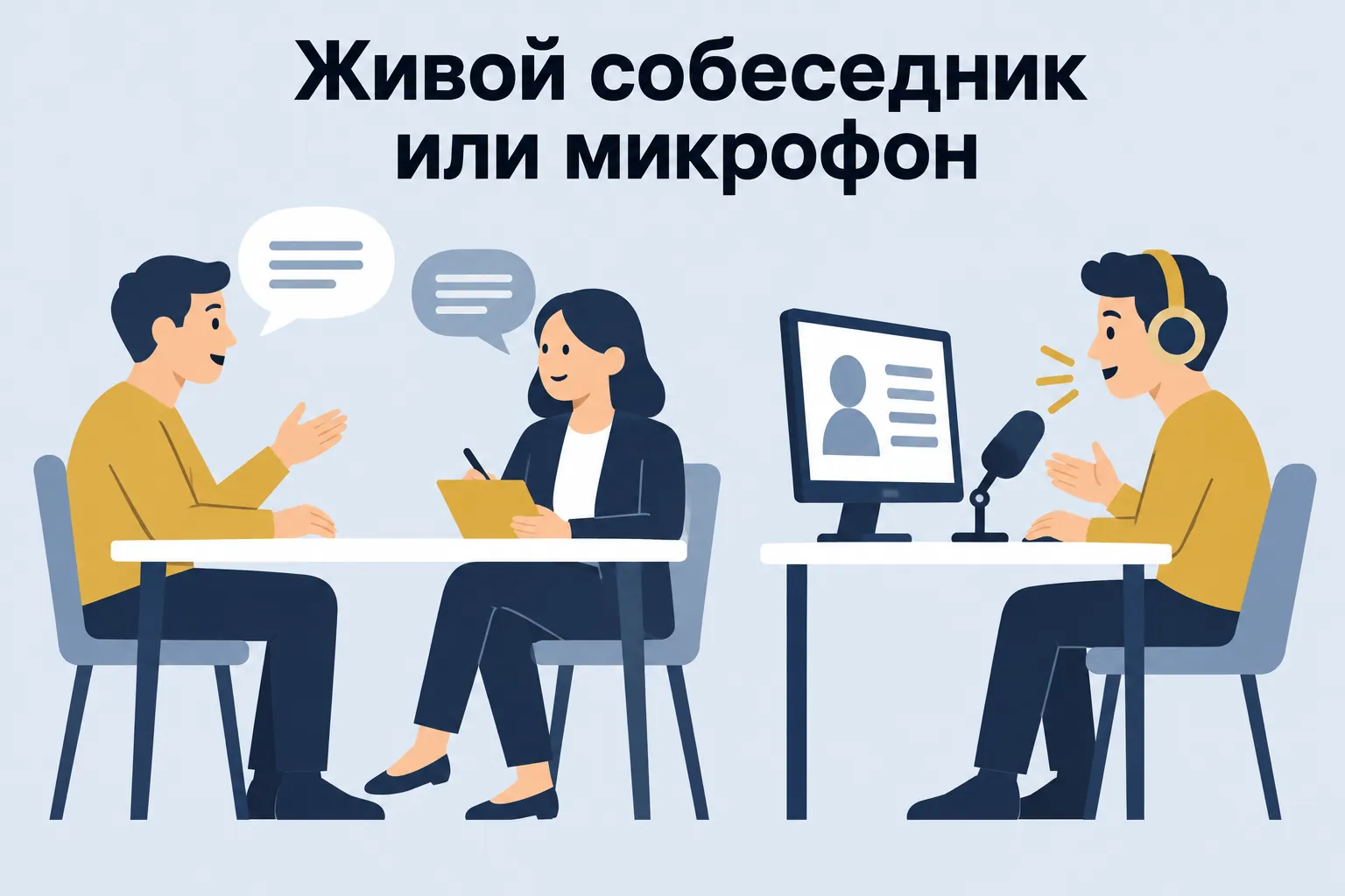 Живой собеседник или микрофон — диалог людей и ответ компьютеру