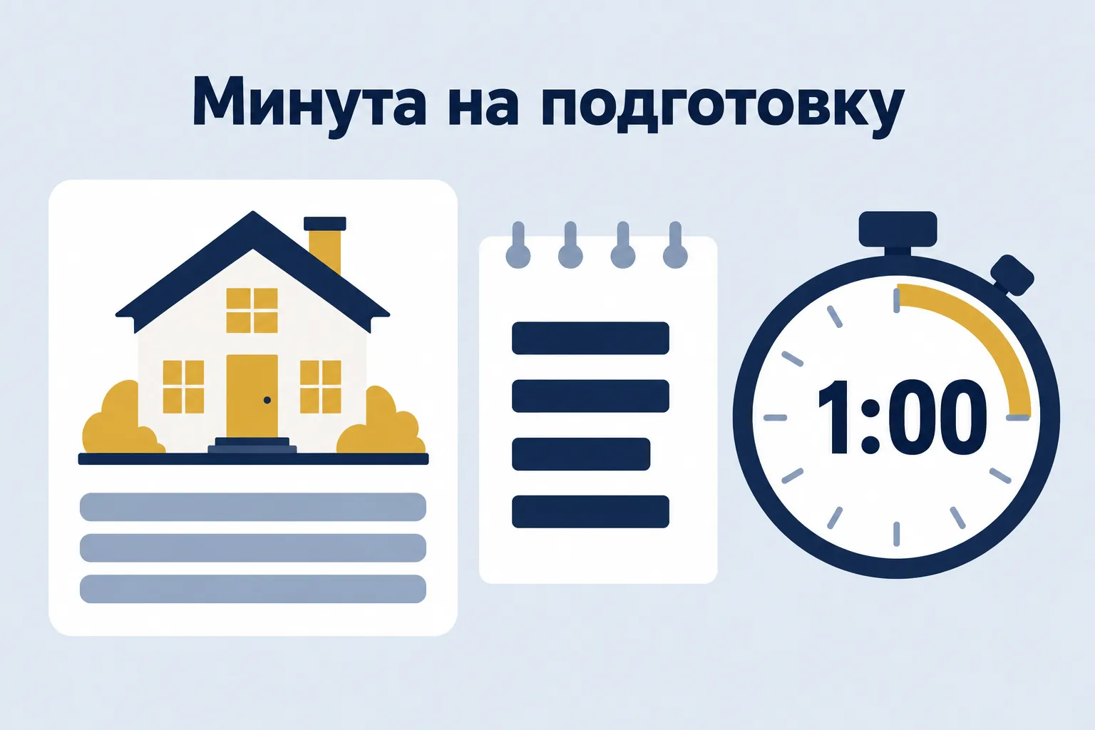 Минута на подготовку — тематическая карточка рядом с таймером