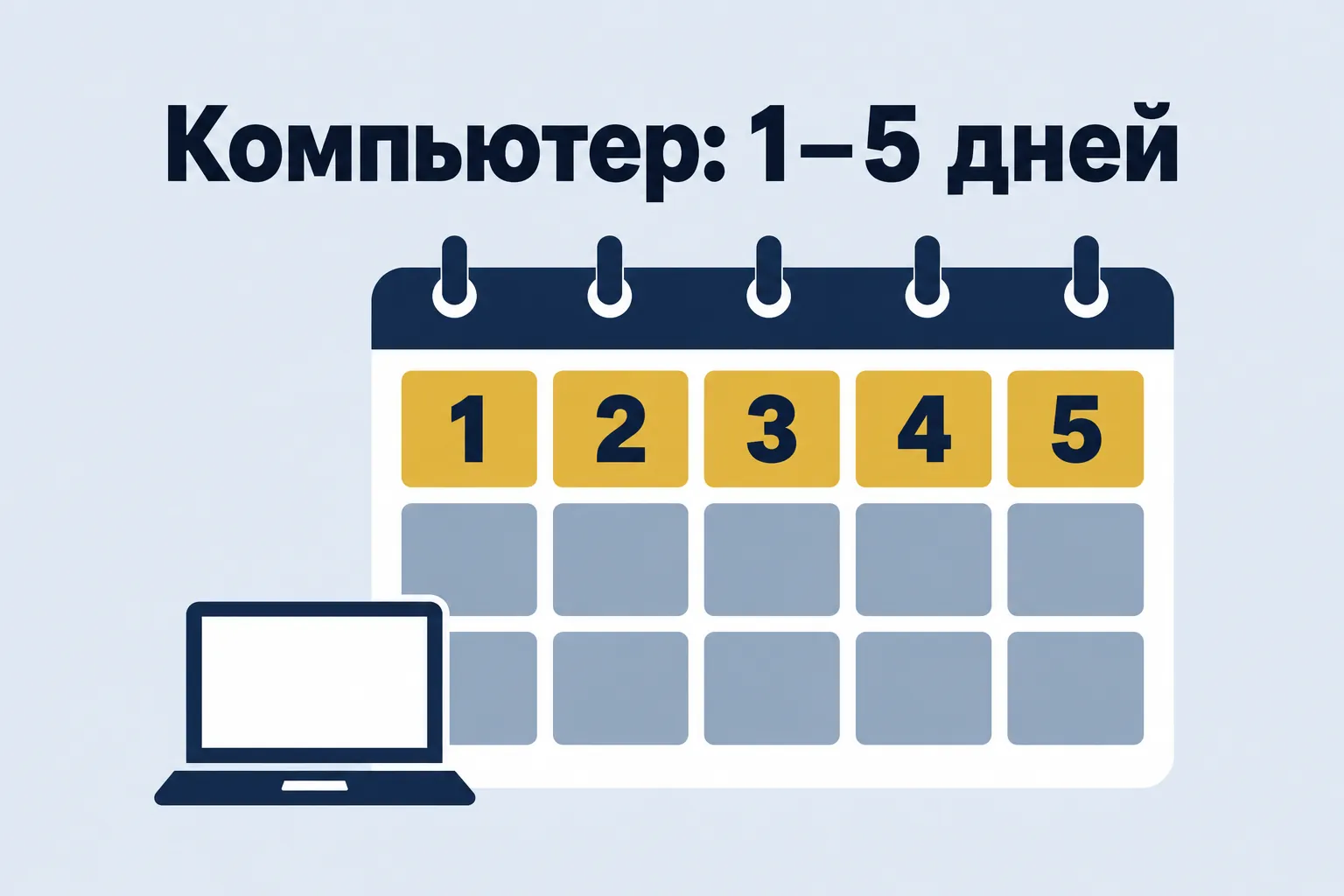 Компьютер: 1–5 дней — календарь с пятью выделенными днями