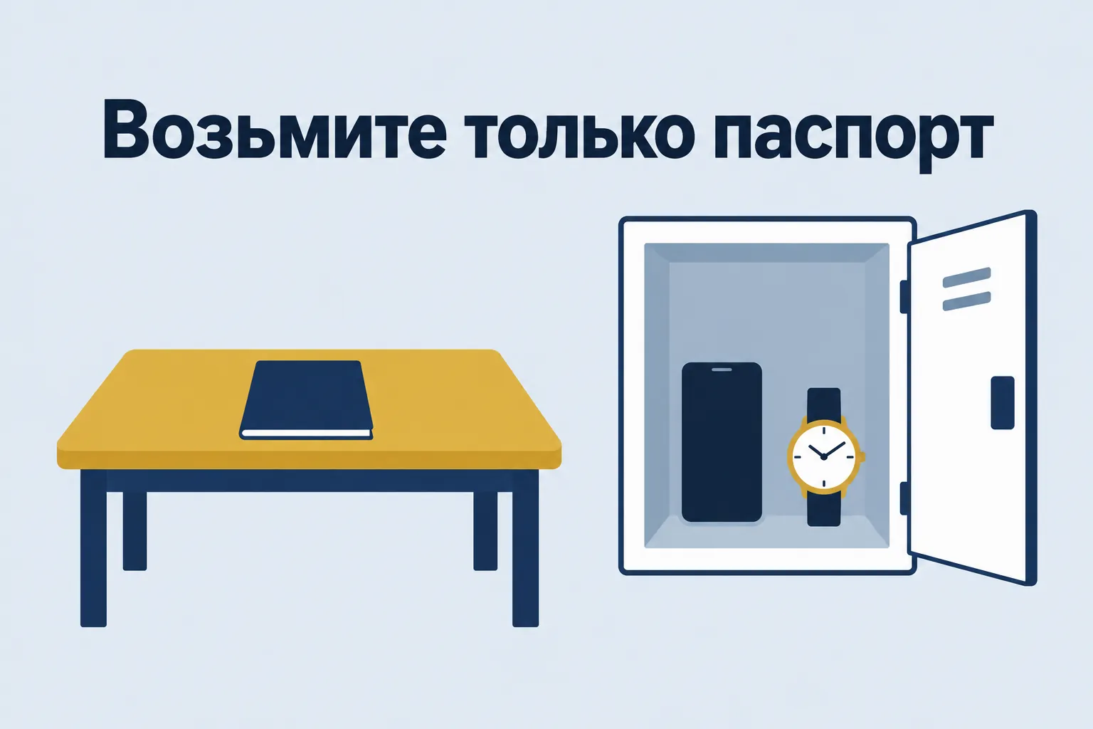 Возьмите только паспорт — закрытая книжка и шкафчик вещей